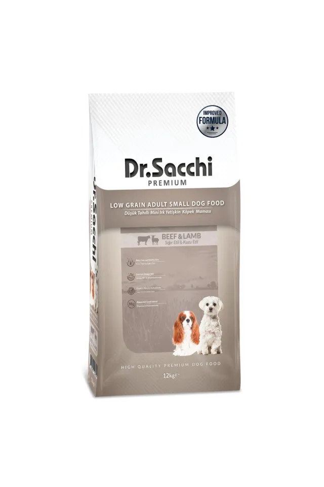 Düşük Tahıllı Sığır Etli ve Kuzu Etli Mini Irk Yetişkin Köpek Maması 12 Kg