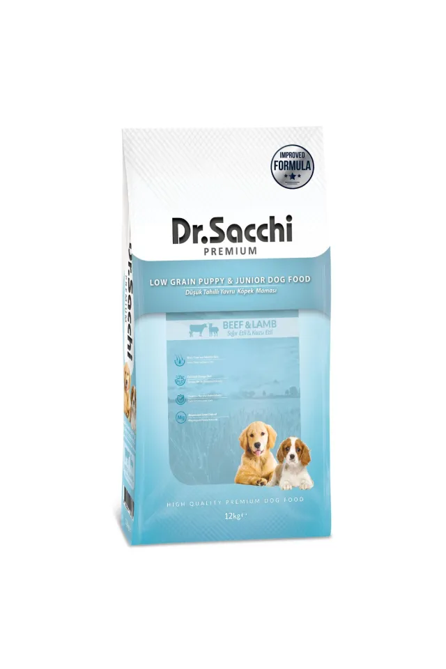 Premium Düşük Tahıllı Sığır Etli ve Kuzu Etli Yavru Köpek Maması 12 Kg