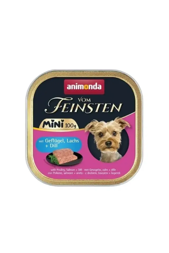 Vom Feinsten Kümes Hayvanlı ve Somonlu Mini Irk Yetişkin Köpek Konservesi 100 Gr 6 Adet
