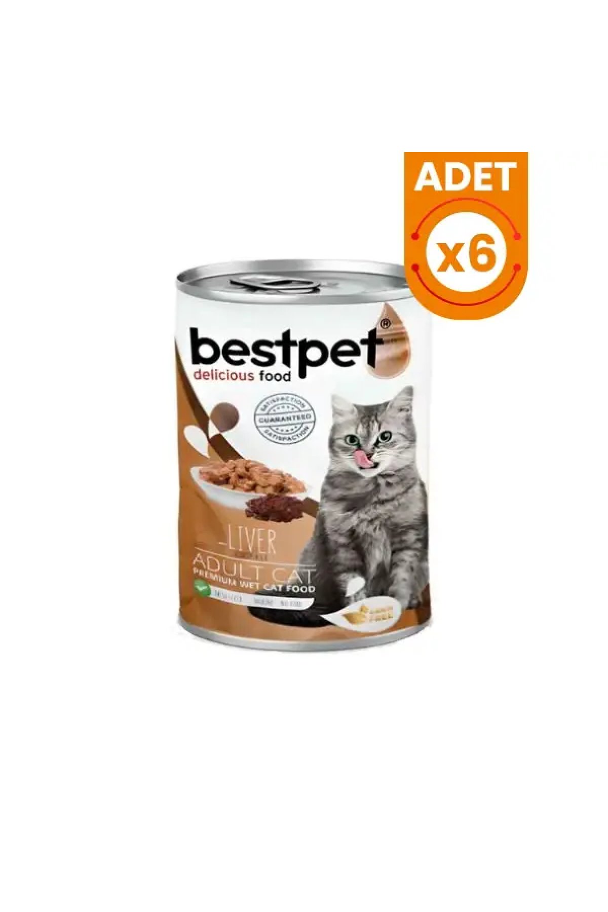 Parça Etli ve Ciğerli Yetişkin Konserve Kedi Maması 6 Adet 400 Gr