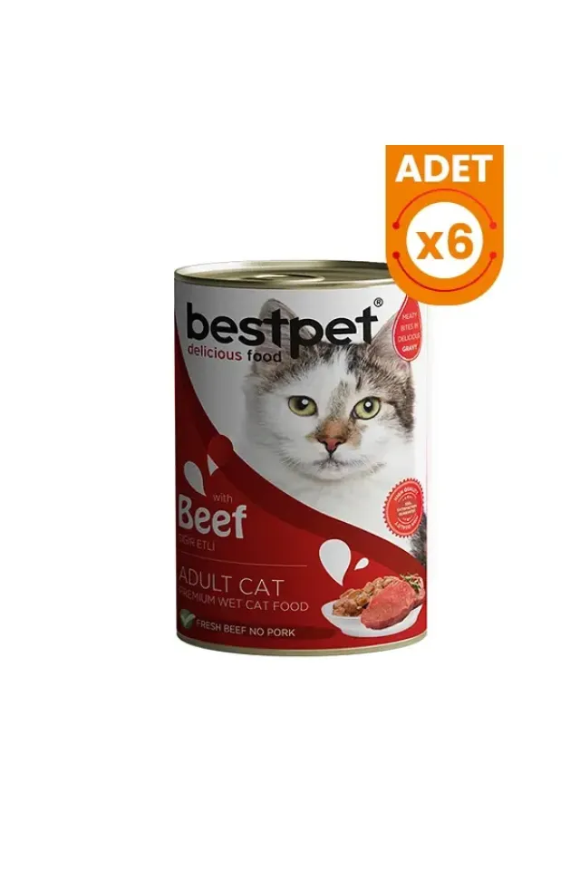 Biftekli Gravy Yetişkin Konserve Kedi Maması 6 Adet 400 Gr