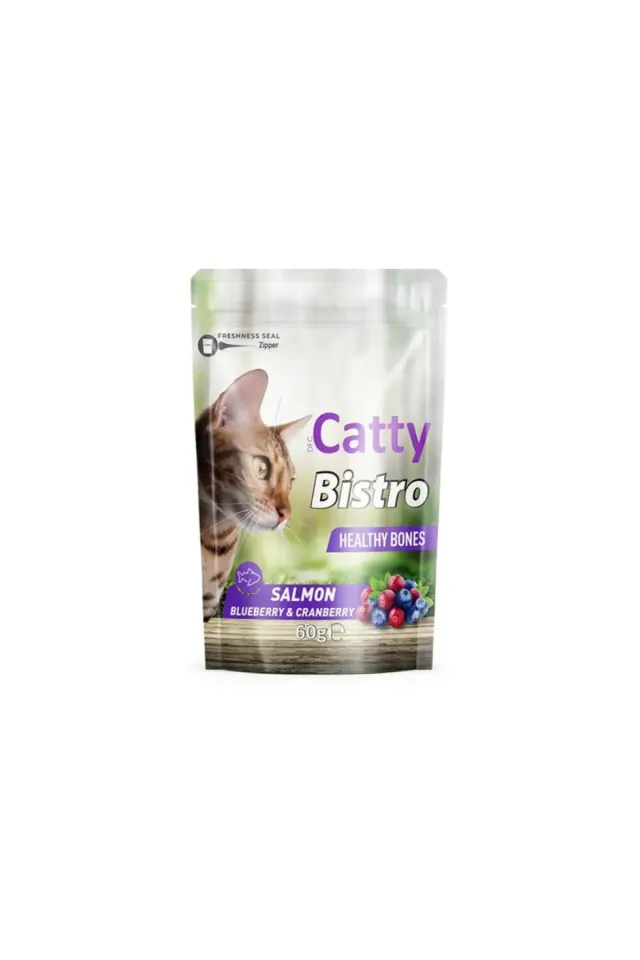 Bistro Sağlıklı Kemikler Somonlu Yaban Mersinli ve Kızılcıklı Kedi Ödül Maması 60 Gr