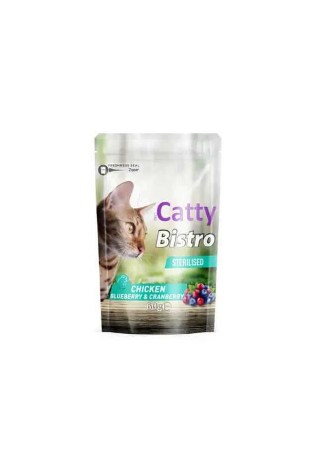 Bistro Tavuklu Yaban Mersinli ve Kızılcıklı Kısırlaştırılmış Kedi Ödül Maması 60 Gr