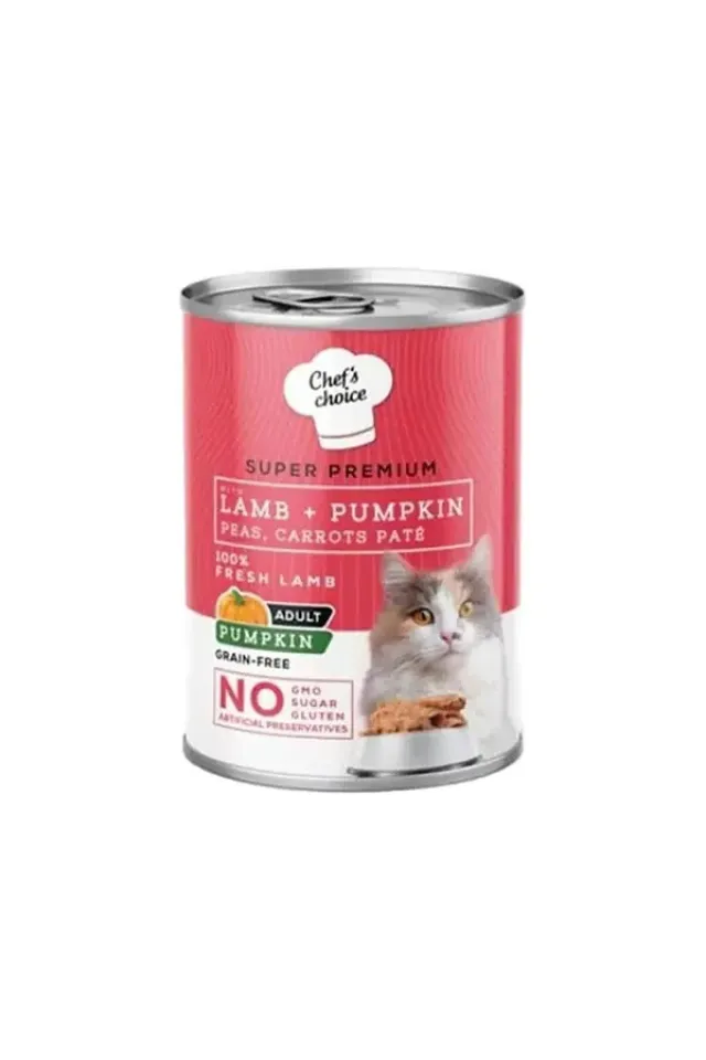 Kuzu Etli ve Balkabaklı Tahılsız Ezme Yetişkin Konserve Kedi Maması 400 Gr 