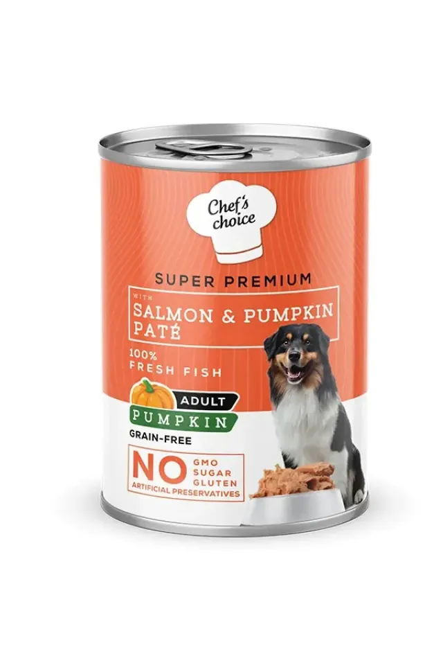 Kıyılmış Somon Balıklı ve Balkabaklı Yetişkin Köpek Konservesi  400 Gr