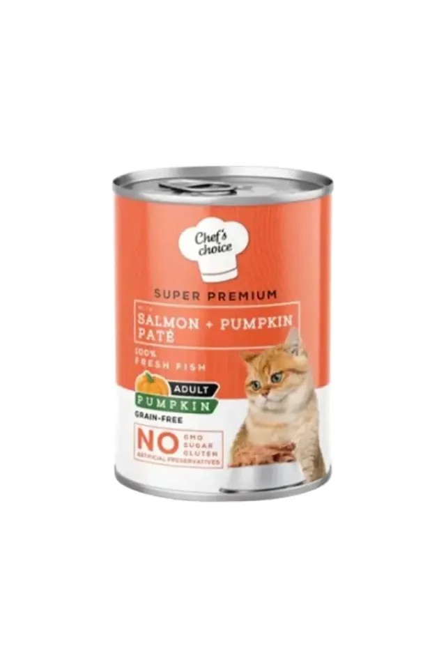 Somonlu ve Balkabaklı Tahılsız Ezme Yetişkin Konserve Kedi Maması 400 Gr 
