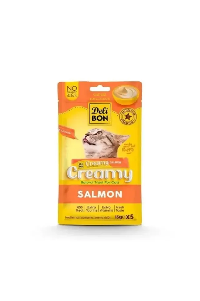 Creamy Somonlu Sıvı Kedi Ödül Maması  5x15 Gr