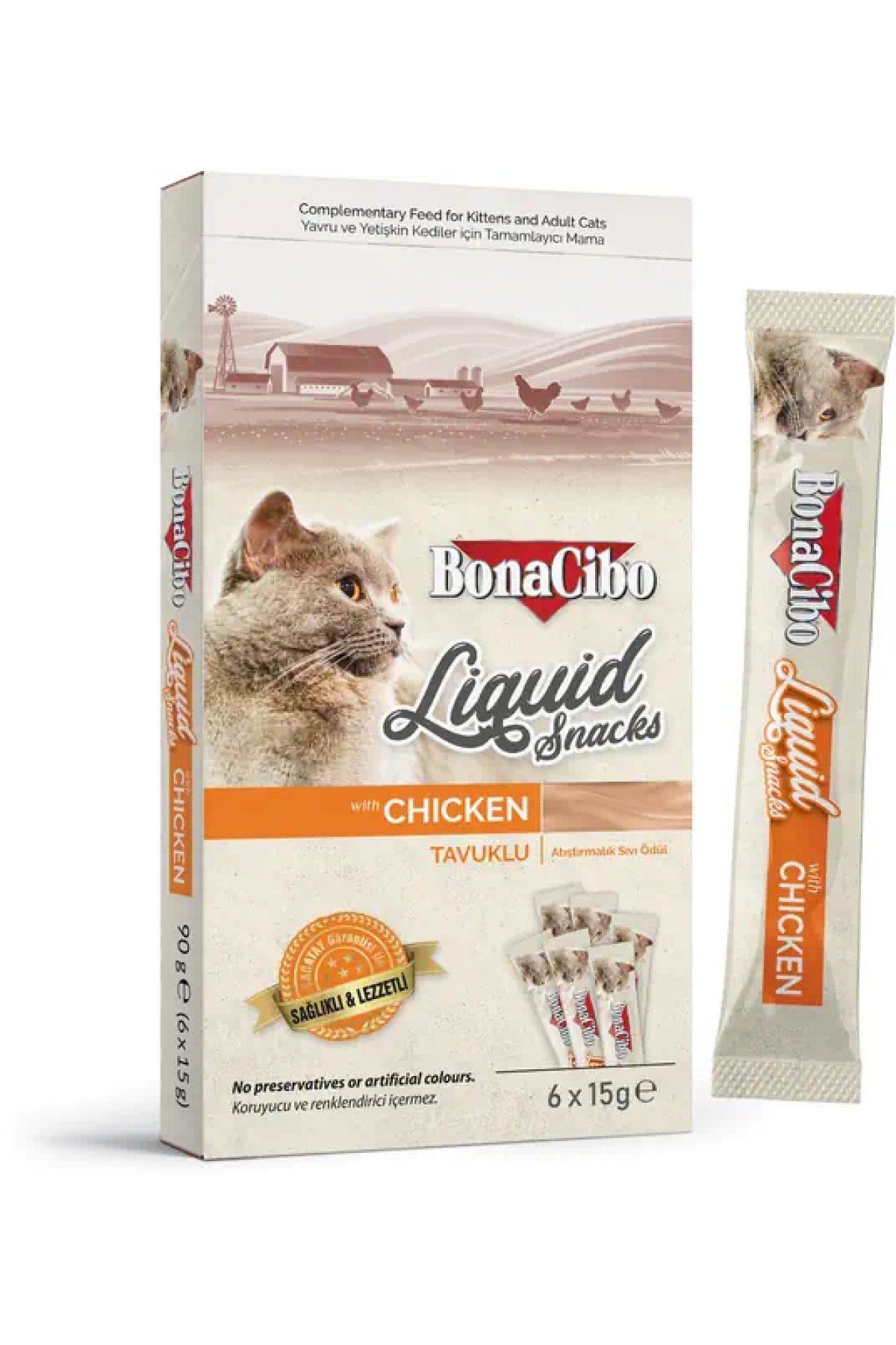 Tavuklu Sıvı Atıştırmalık Kedi Ödül Maması 3 Adet x 90 g