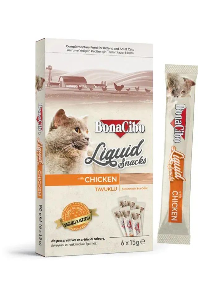 Tavuklu Sıvı Atıştırmalık Kedi Ödül Maması 11 Adet x 90 g