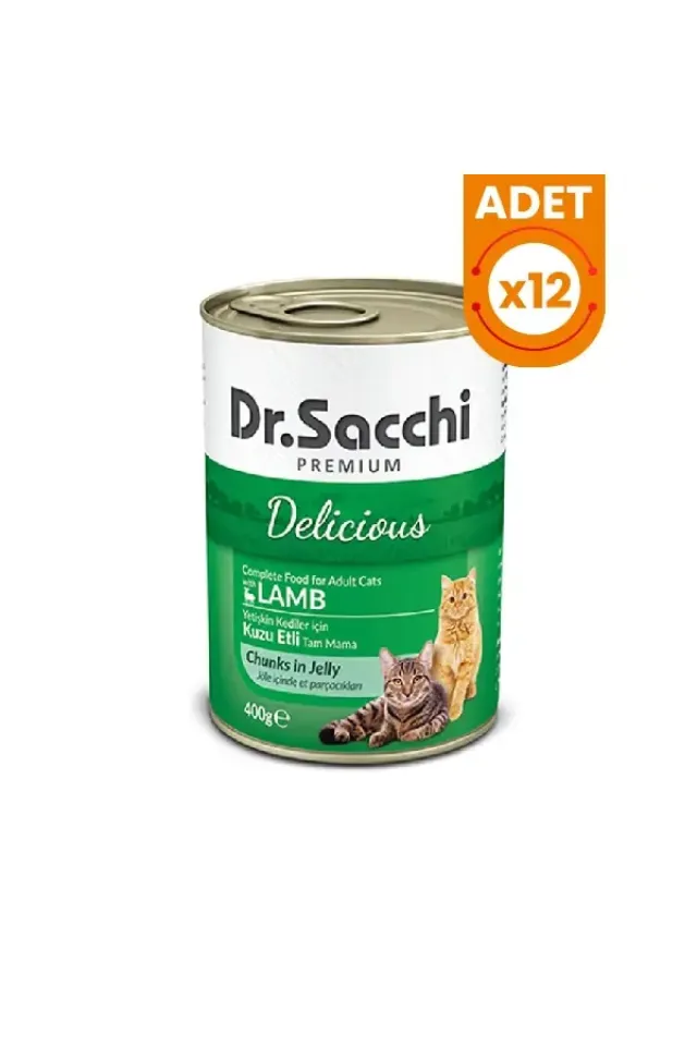 Kuzu Etli Yetişkin Konserve Kedi Maması 400 Gr 12 Adet