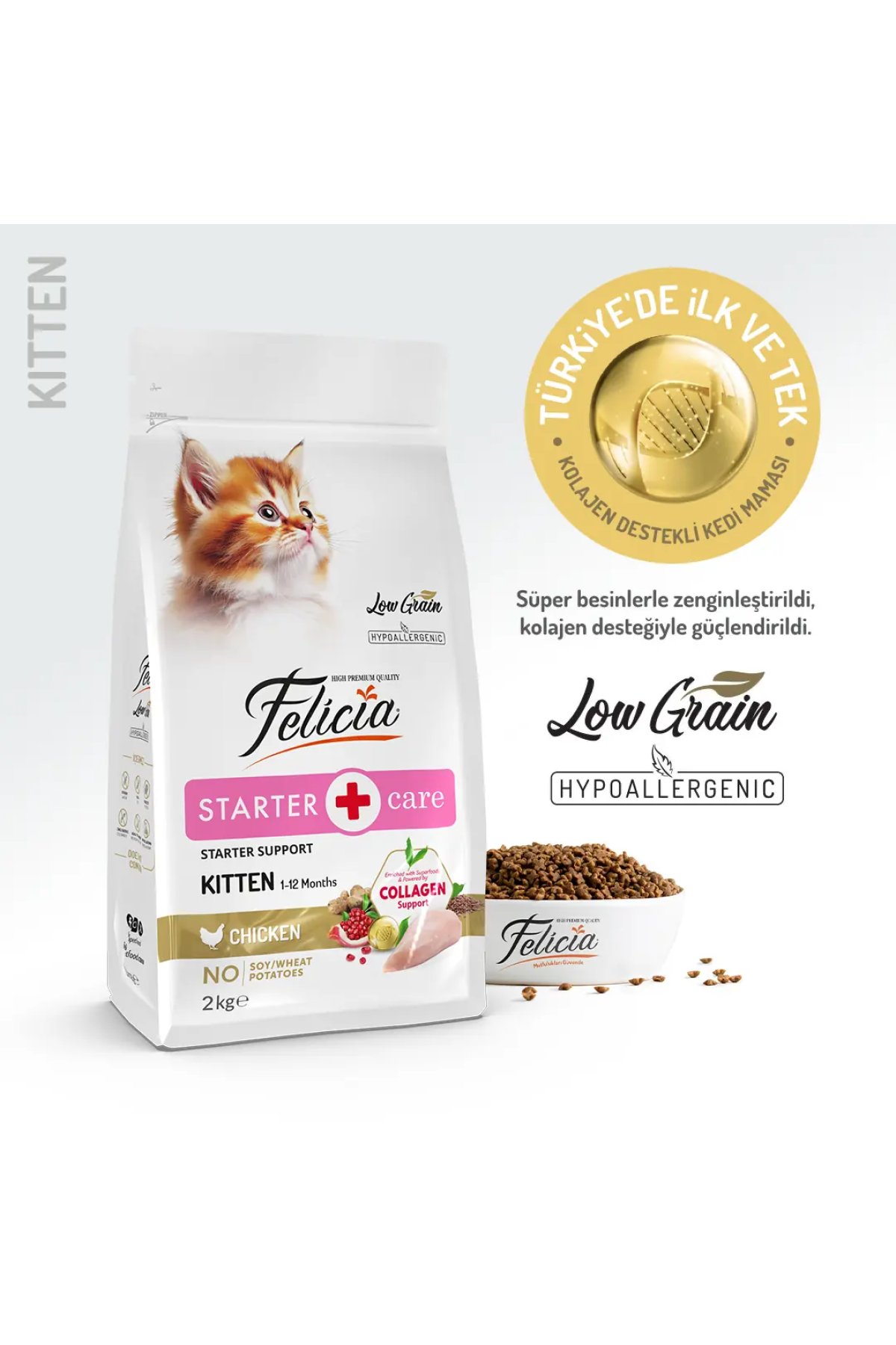 Düşük Tahıllı Tavuklu Anne ve Yavru Kedi Maması 2 Kg