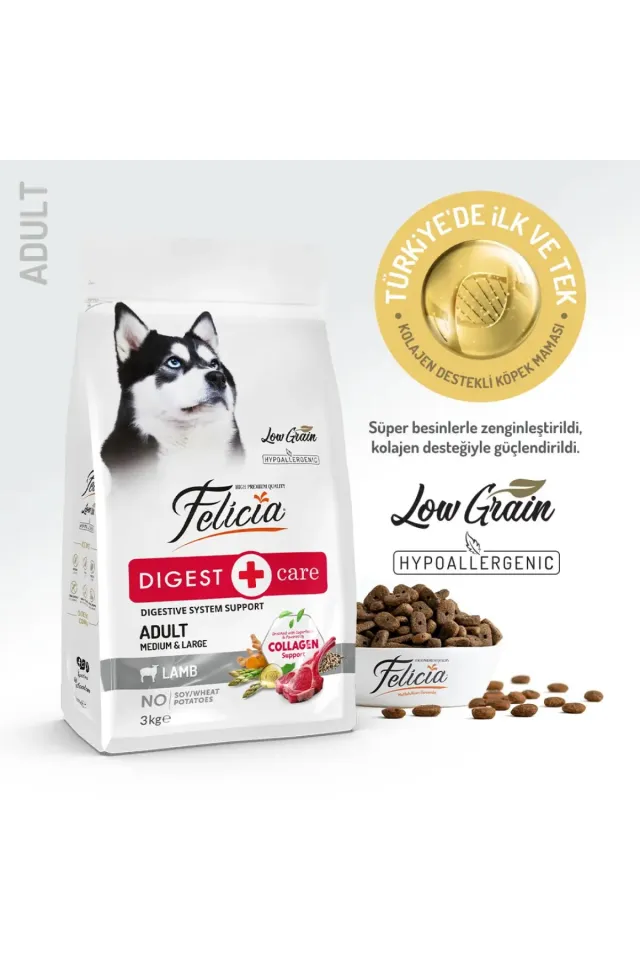 Düşük Tahıllı Etli Orta ve Büyük Irk Yetişkin Köpek Maması 3 Kg