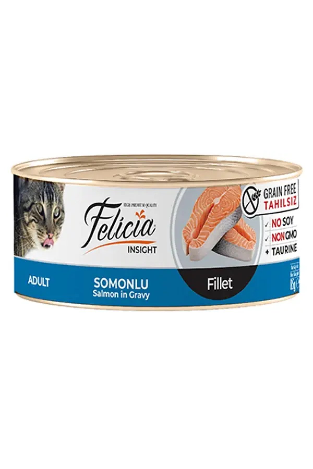 Tahılsız Somonlu Fileto Yetişkin Konserve Kedi Maması  85 Gr