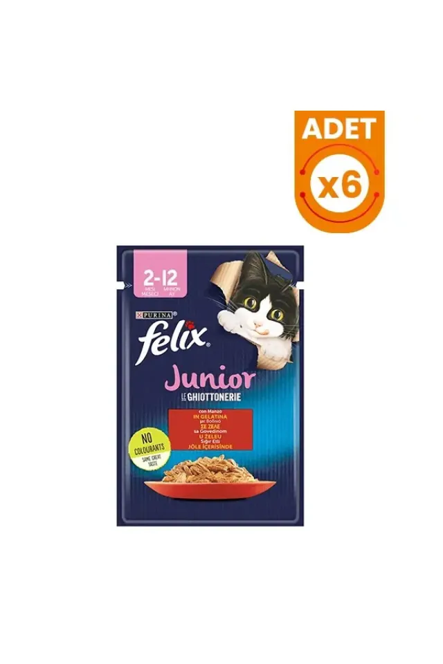 Sensations Junior Taze Jöle İçerisinde Sığır Etli Yavru Yaş Kedi Maması 6 Adet 85 Gr