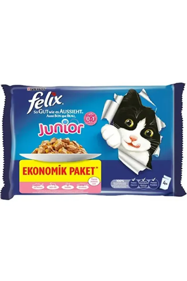 Tavuklu ve Sığır Etli Yavru Yaş Kedi Maması 4x85 Gr 