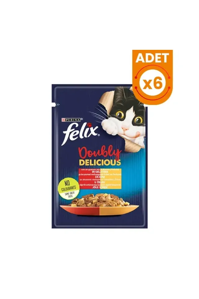 Taze Sığır Etli ve Kümes Hayvanlı Jöleli Pouch Yetişkin Yaş Kedi Maması 85 Gr 6 Adet