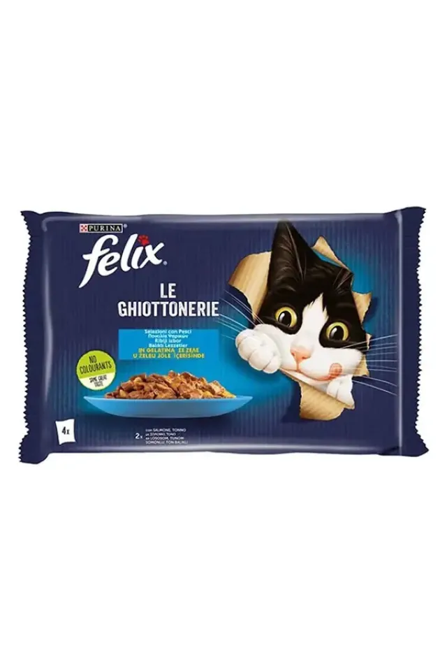 Taze Somonlu Jöleli Pouch Yetişkin Yaş Kedi Maması 4x85 Gr 