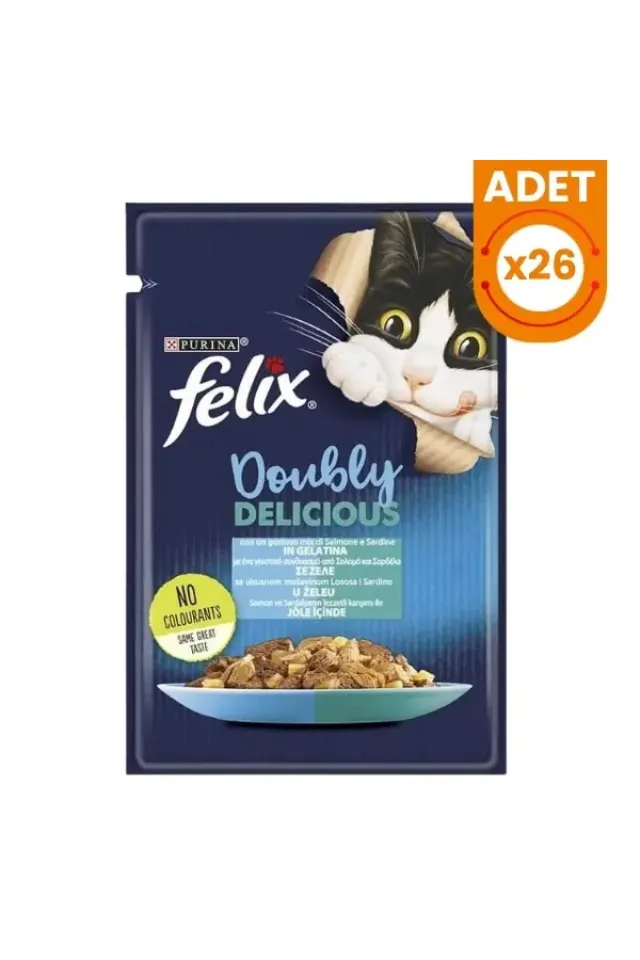 Taze Somon ve Sardalya Jöleli Pouch Yetişkin Yaş Kedi Maması 85 Gr 26 Adet