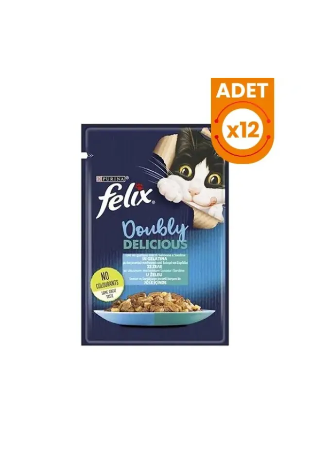 Taze Somon ve Sardalya Jöleli Pouch Yetişkin Yaş Kedi Maması 85 Gr 12 Adet