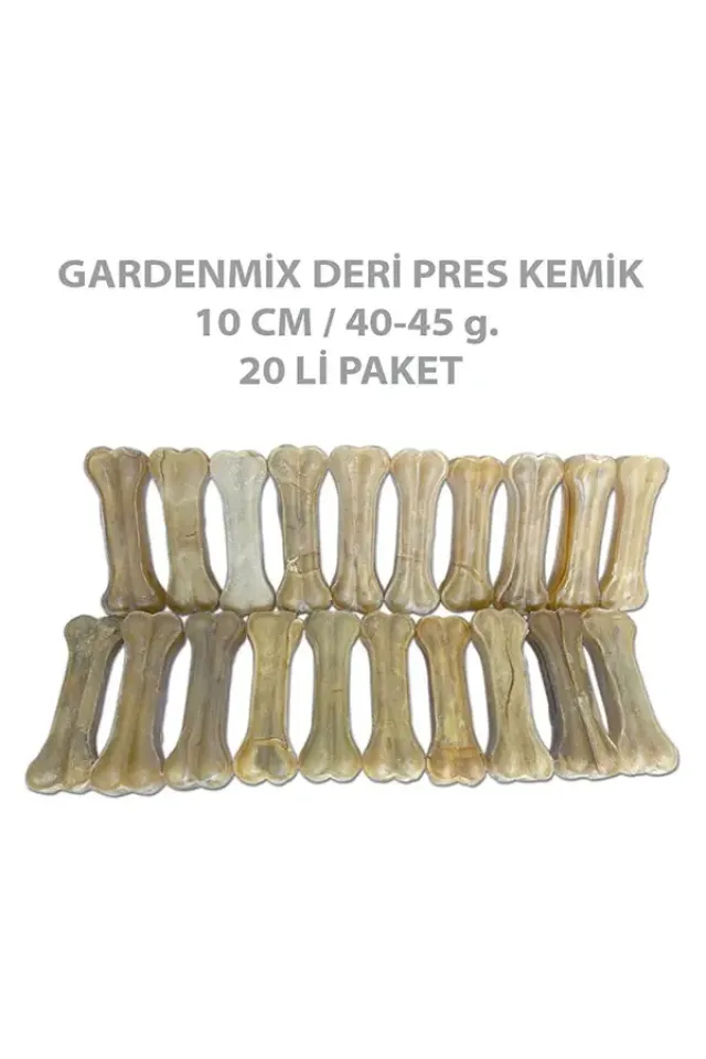 Deri Pres Kemik Köpek Ödülü 20 Adet 40-45 Gr 10 Cm