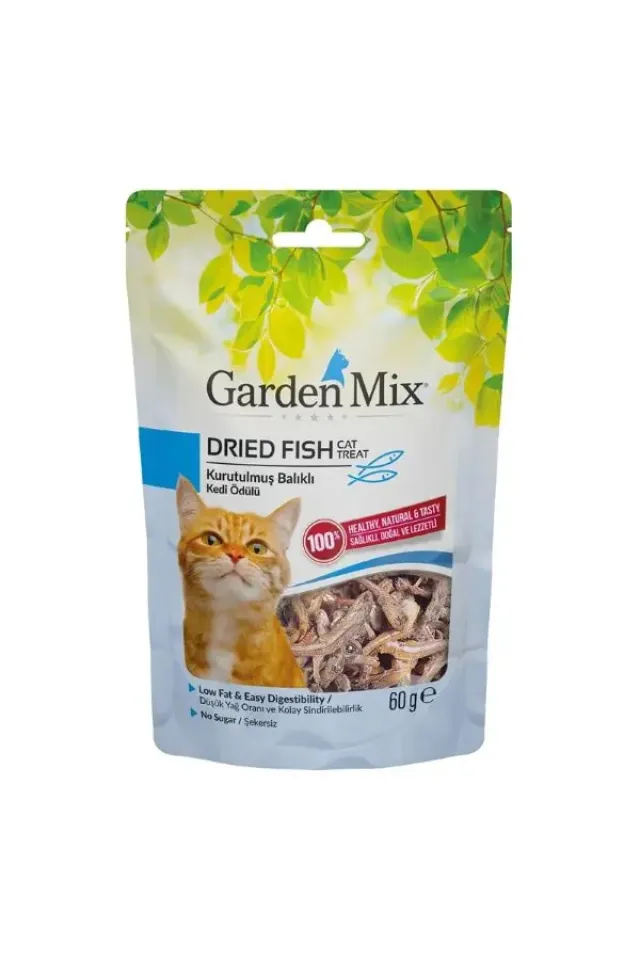 Kurutulmuş Balıklı Düşük Yağlı Şekersiz Kedi Ödül Maması 60 Gr 