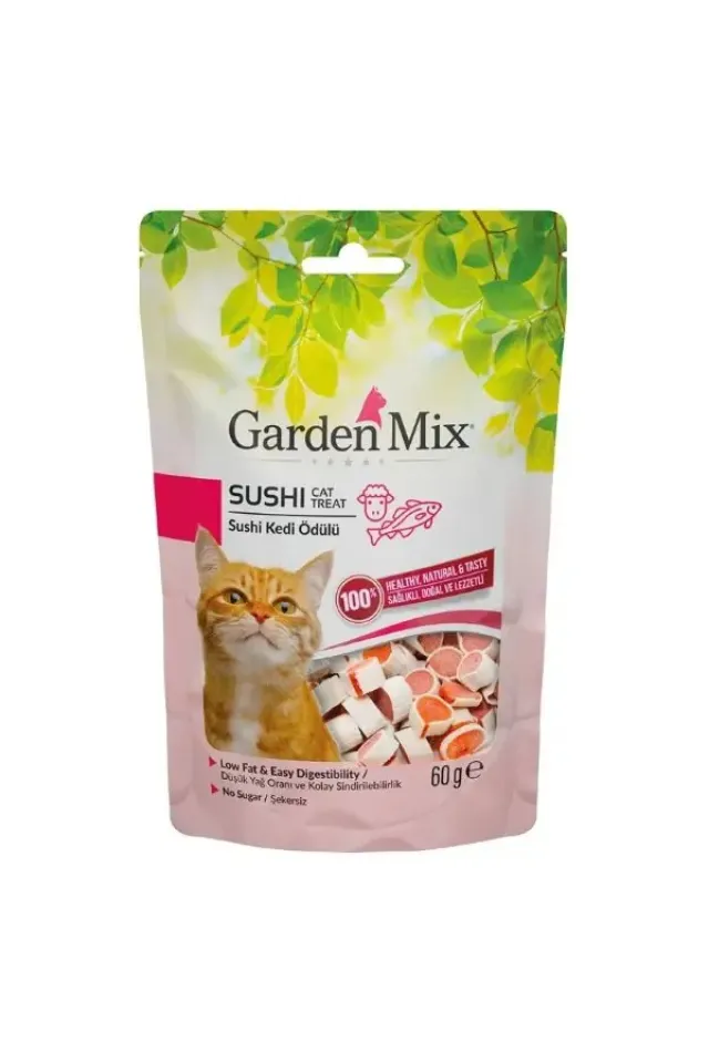 Kuzulu Sushi Düşük Yağlı Şekersiz Kedi Ödül Maması  60 Gr
