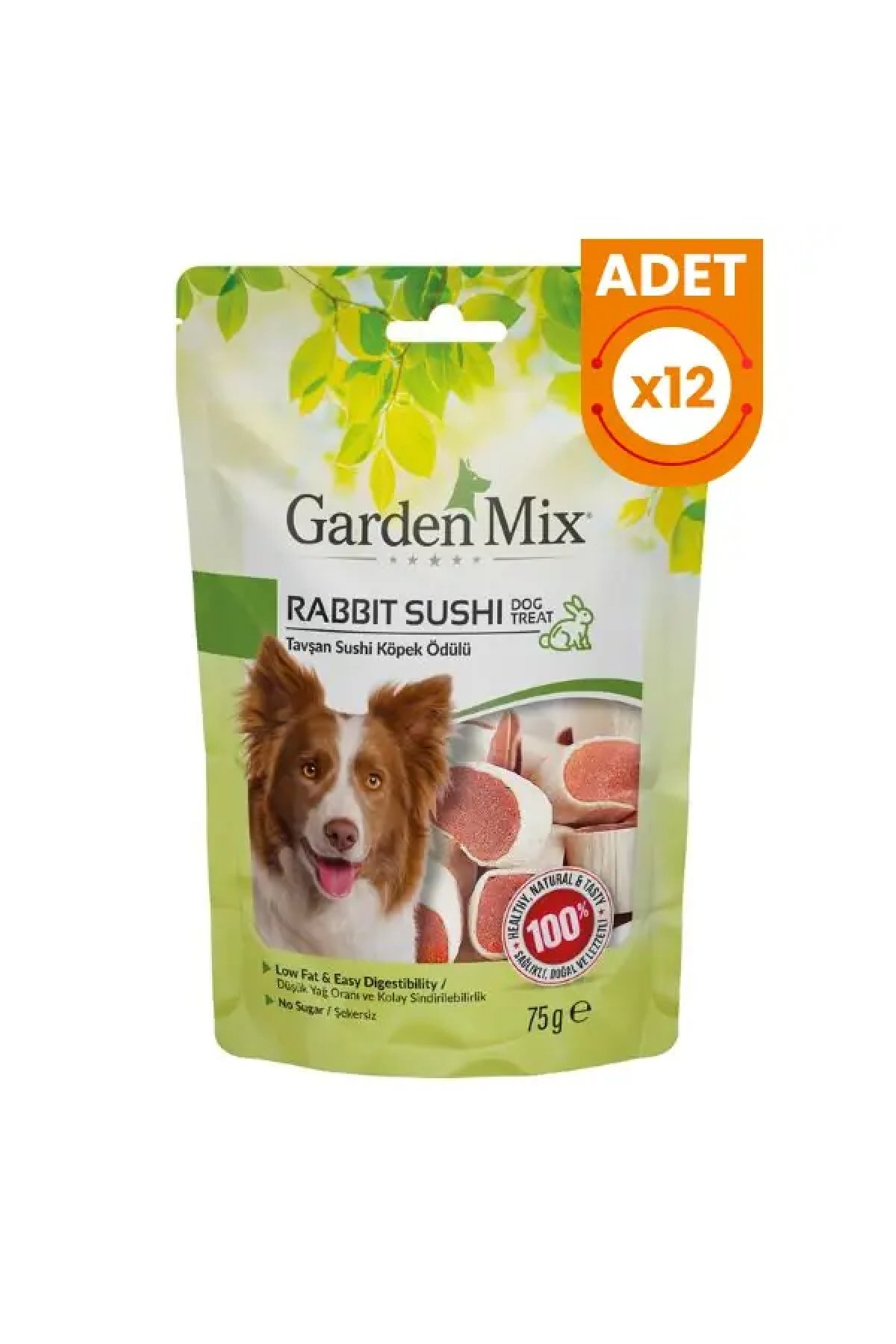Tavşan Sushi Düşük Yağlı Şekersiz Köpek Ödül Maması 75 Gr 12 Adet