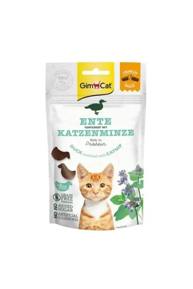 Crunchy Snacks Ördekli ve Kedi Naneli Tahılsız Kedi Ödül Maması 50 Gr 