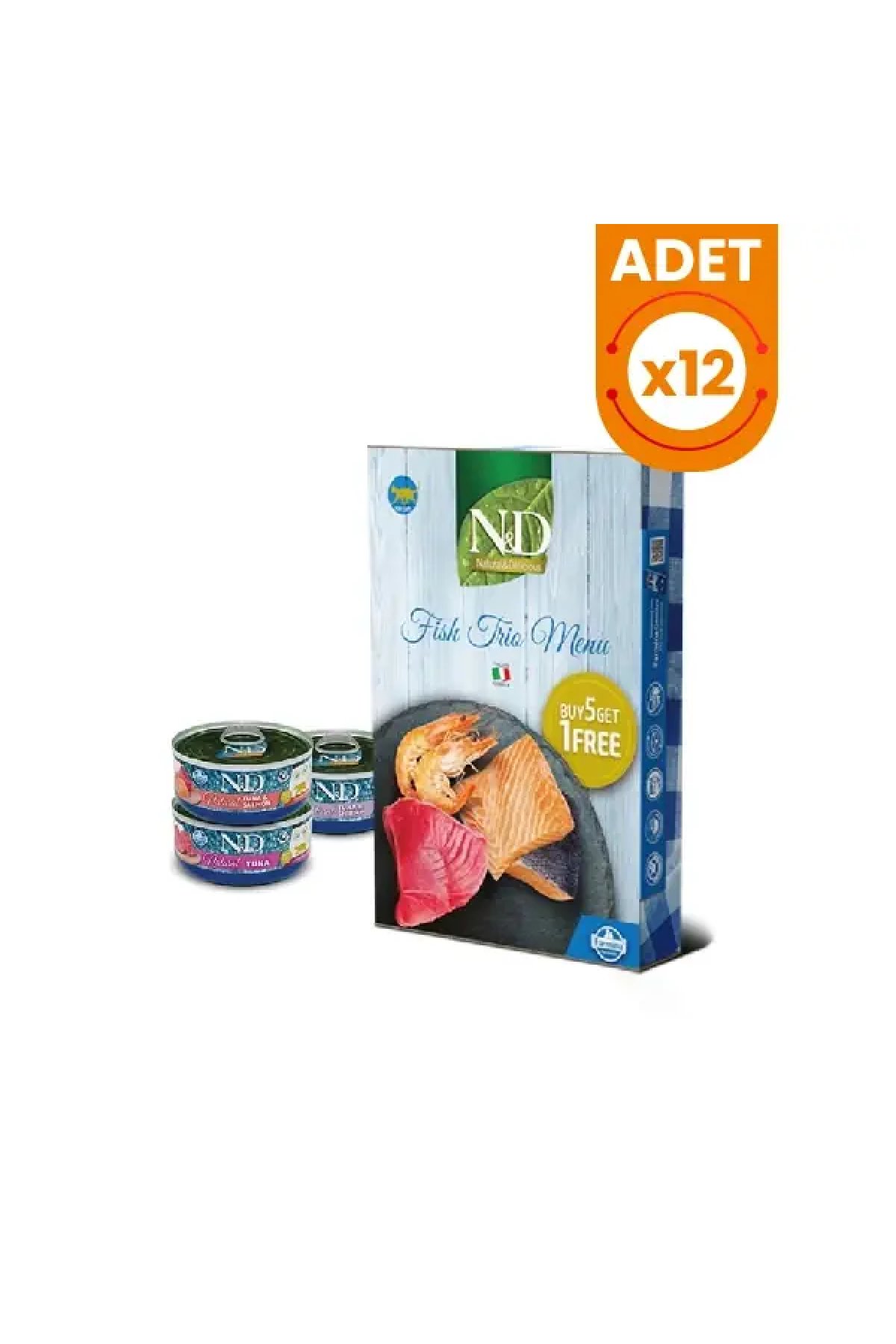 Fish Trio Menu Karides ve Somon Balıklı Yetişkin Kedi Konservesi 6x70 Gr 12 Adet