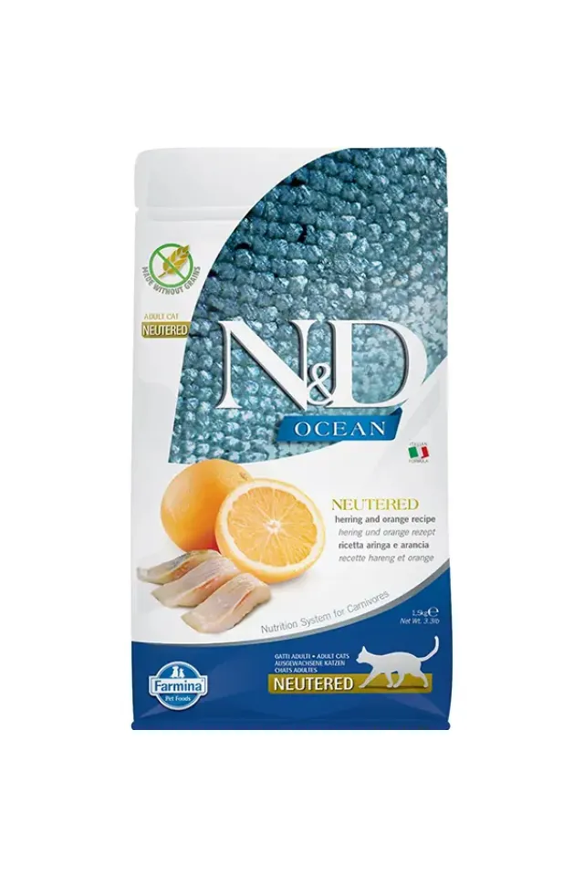 Ocean Ringa Balıklı ve Portakallı Kısırlaştırılmış Kedi Maması 1.5 Kg