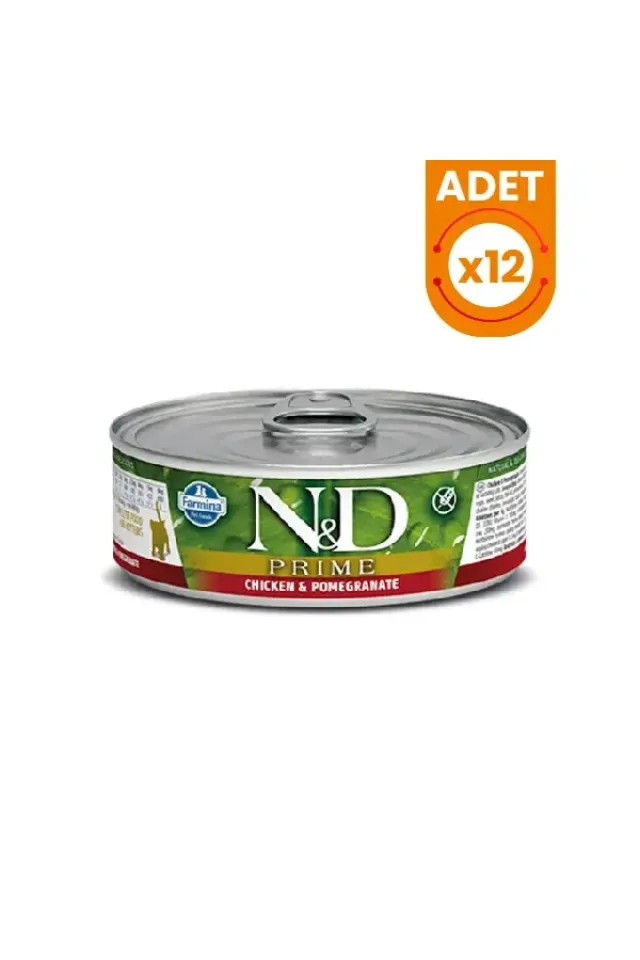 Prime Tavuk ve Narlı Konserve Kedi Maması 12 Adet 70 Gr