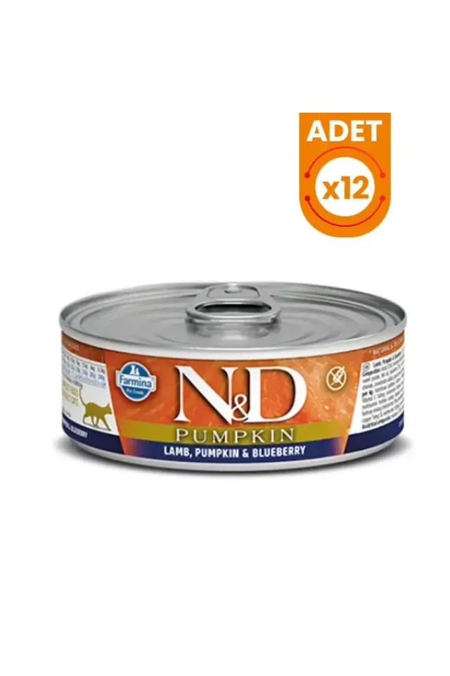 Pumpkin Balkabaklı Kuzu Eti ve Yaban Mersinli Konserve Kedi Maması 70 Gr 12 Adet