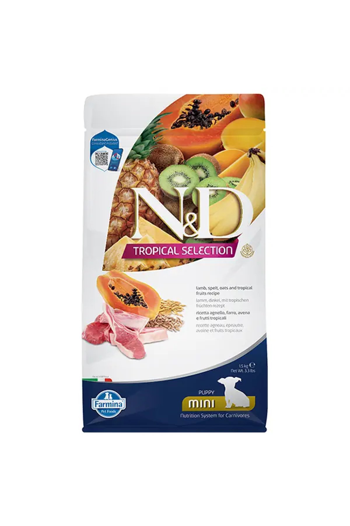 Tropical Selection Kuzu Etli ve Tropikal Meyveli Mini Irk Yavru Köpek Maması 1.5 Kg