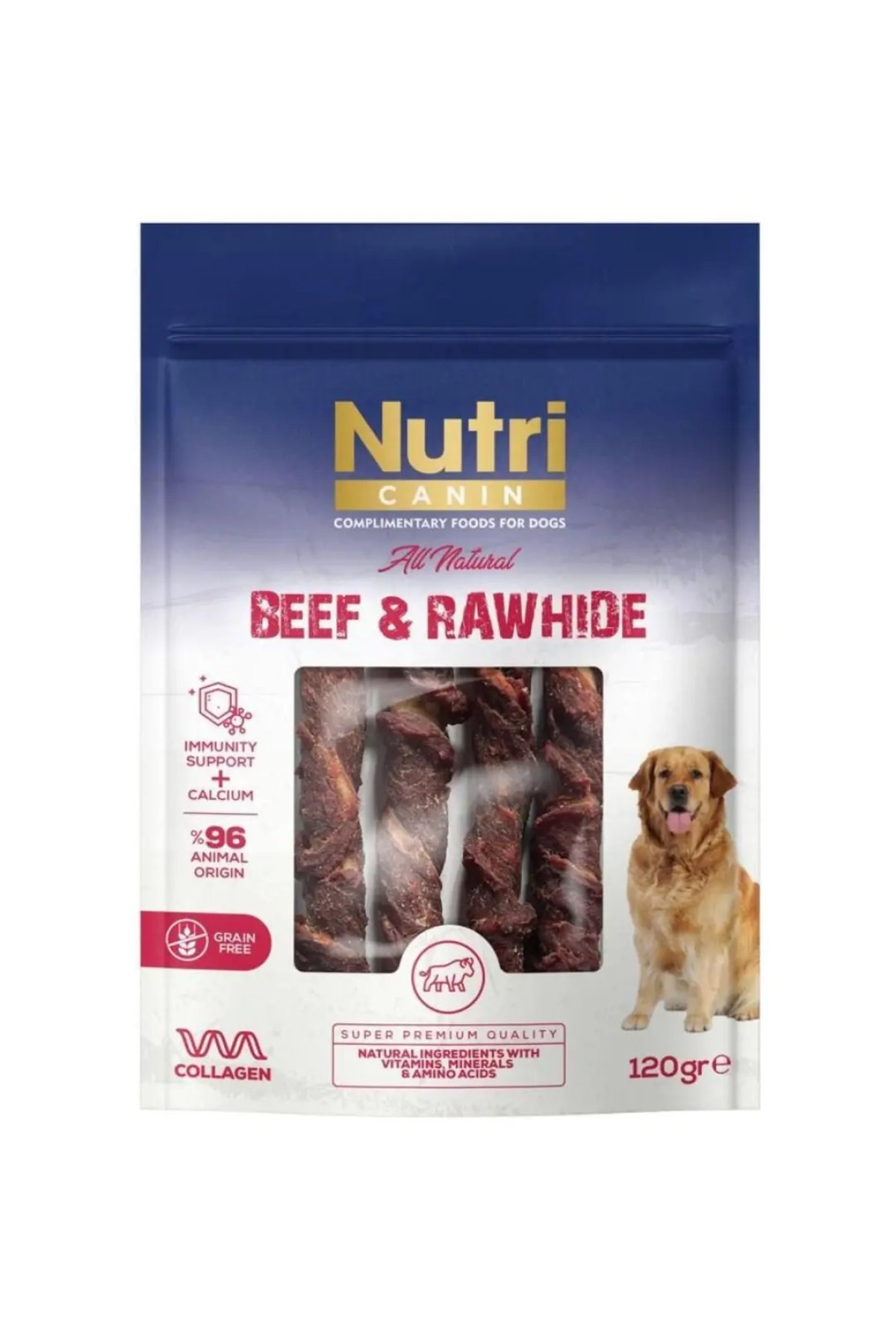 Rawhide Sığır Eti Sargılı Kemik Köpek Ödülü 120 Gr