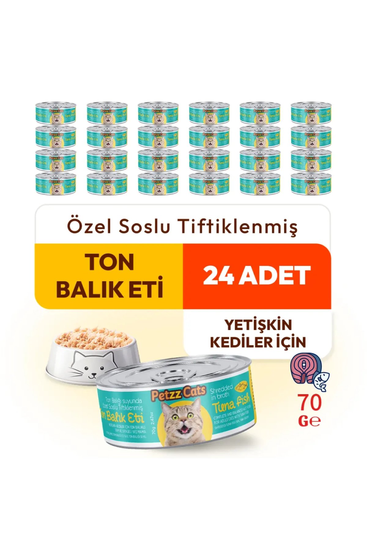 Ton Balığı Konserve Kedi Maması 24 Adet 70 Gr