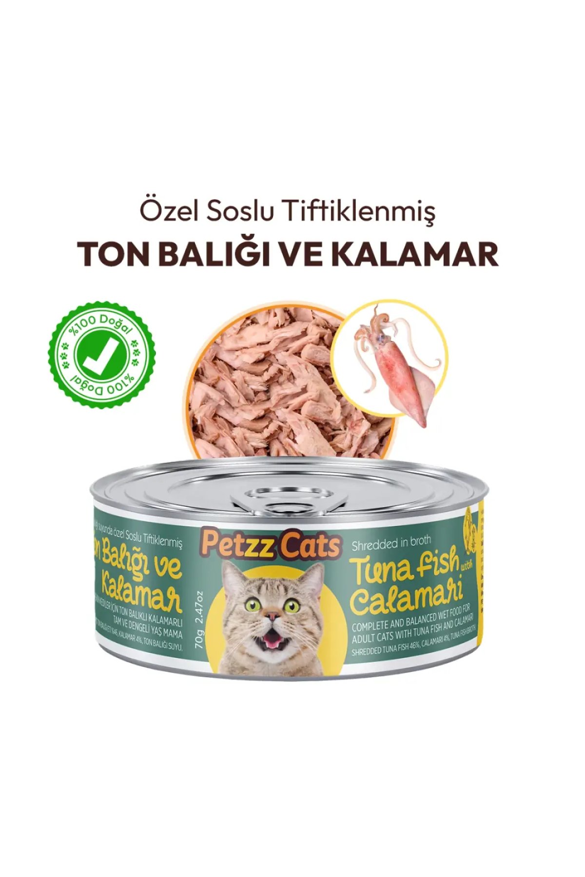 Ton Balığı & Kalamar Konserve Kedi Maması 70 Gr 