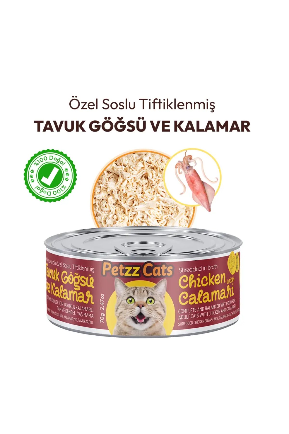 Tavuk & Kalamar Konserve Kedi Maması 70 Gr 