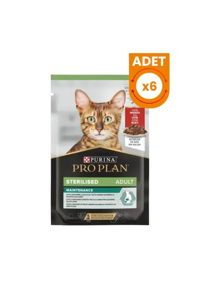 Sığır Etli Pouch Kısırlaştırılmış Konserve Kedi Maması 85 Gr 6 Adet