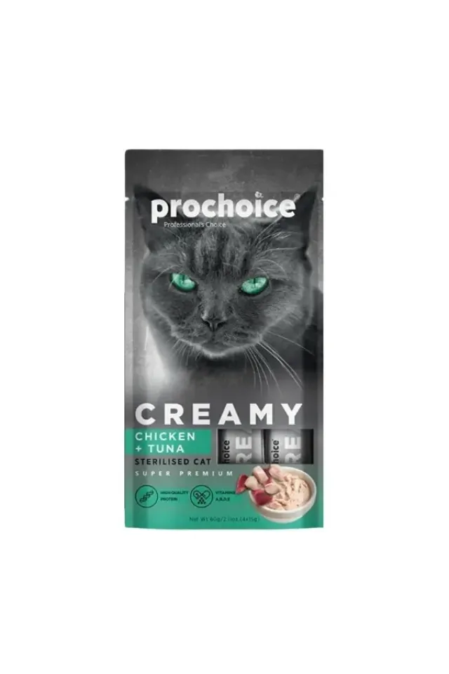 Creamy Tavuklu ve Ton Balıklı Sıvı Kedi Ödül Maması  4X15 Gr