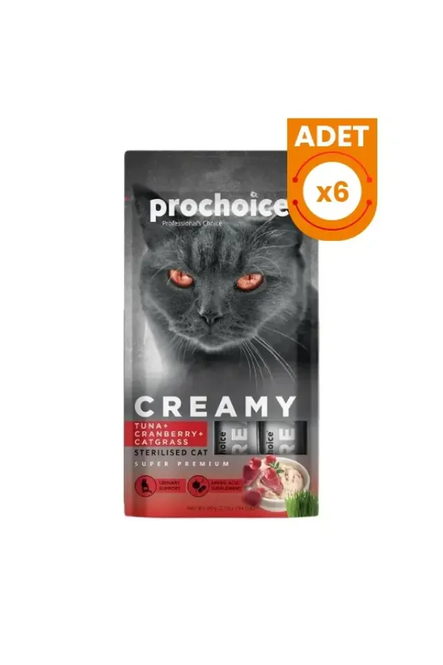 Creamy Ton Balık Turna Yemişli ve Kedi Çimli Sıvı Kedi Ödül Maması 4X15 Gr 6 Adet