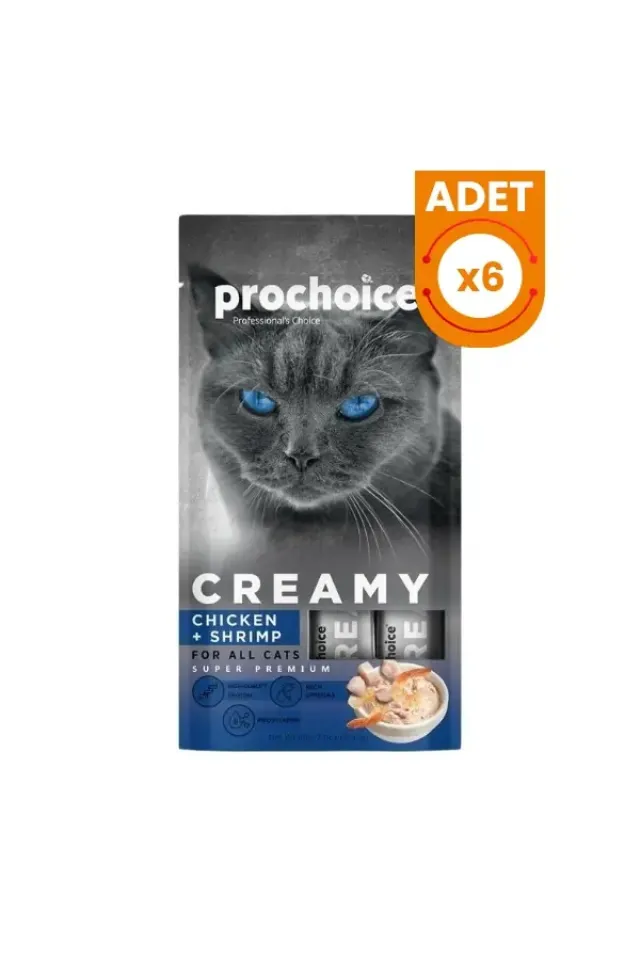 Creamy Tavuklu ve Karidesli Sıvı Kedi Ödül Maması 6 Adet 4X15 Gr
