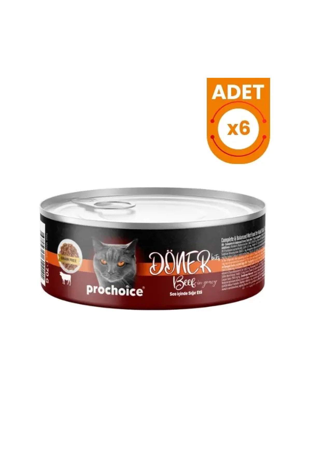 Döner Bites Sos İçinde Sığır Etli Yetişkin Konserve Kedi Maması 70 Gr 6 Adet