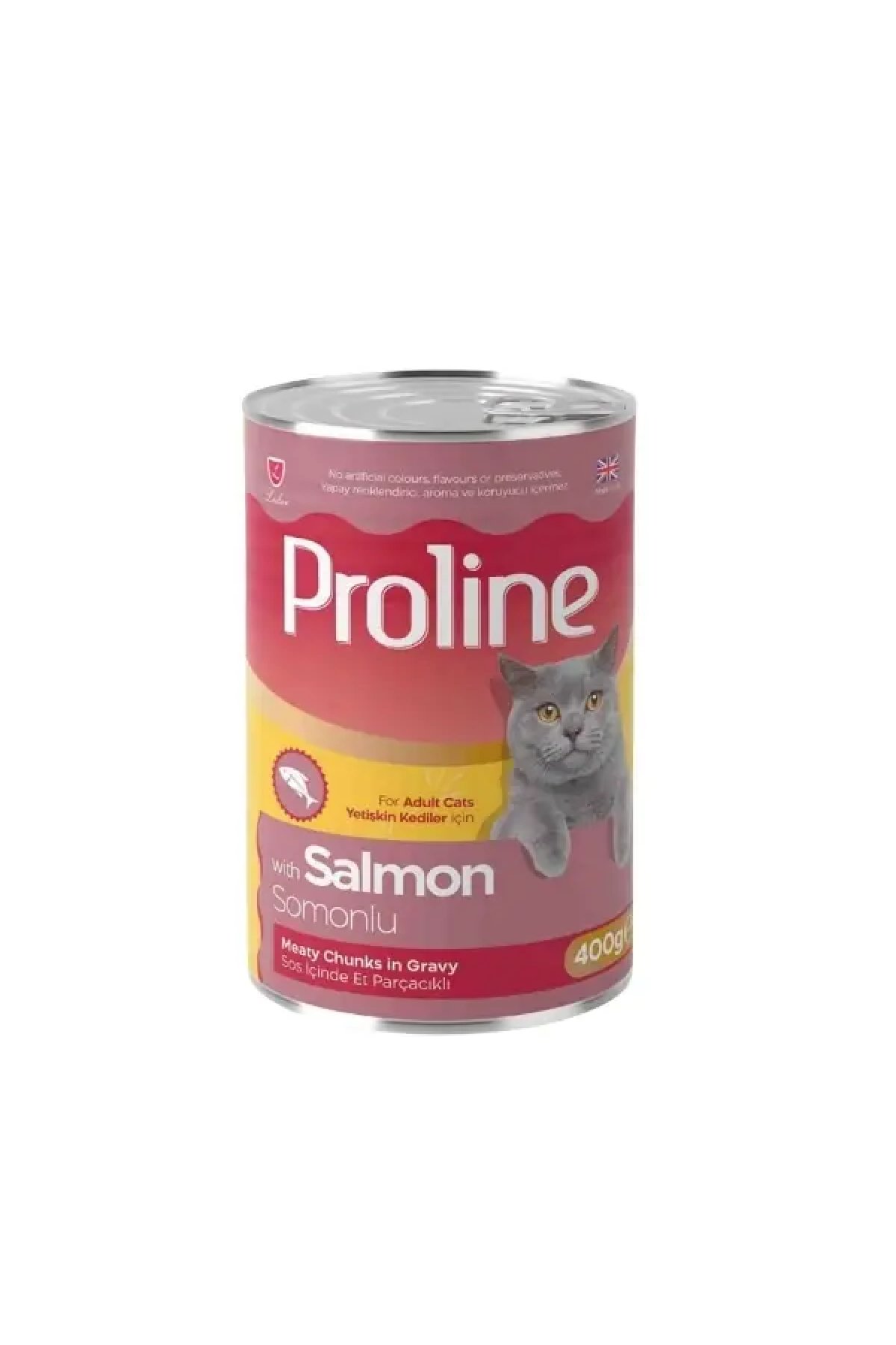 Sos İçinde Et Parçacıklı Somonlu Yetişkin Konserve Kedi Maması 400 Gr 
