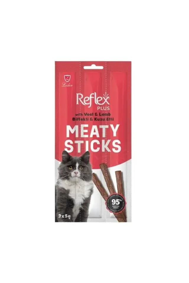 Biftekli ve Kuzu Etli Stick Kedi Ödül Maması  3x5 Gr