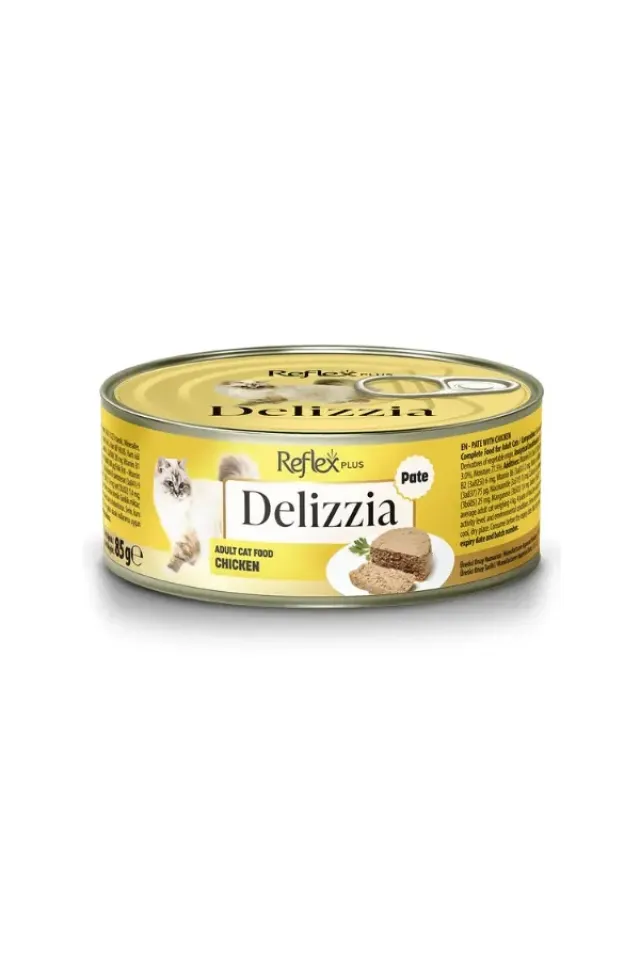 Delizzia Kıyılmış Tavuklu Yetişkin Konserve Kedi Maması  85 Gr