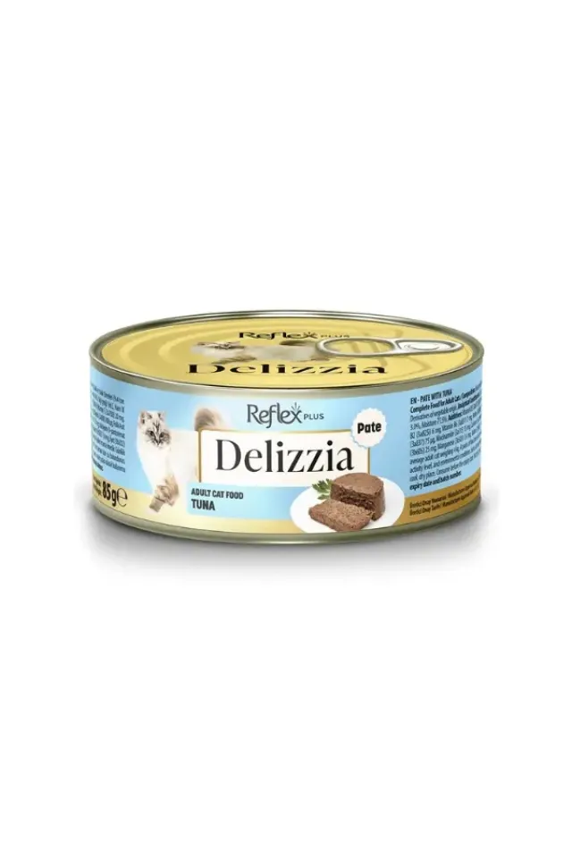 Delizzia Kıyılmış Ton Balıklı Yetişkin Konserve Kedi Maması  85 Gr