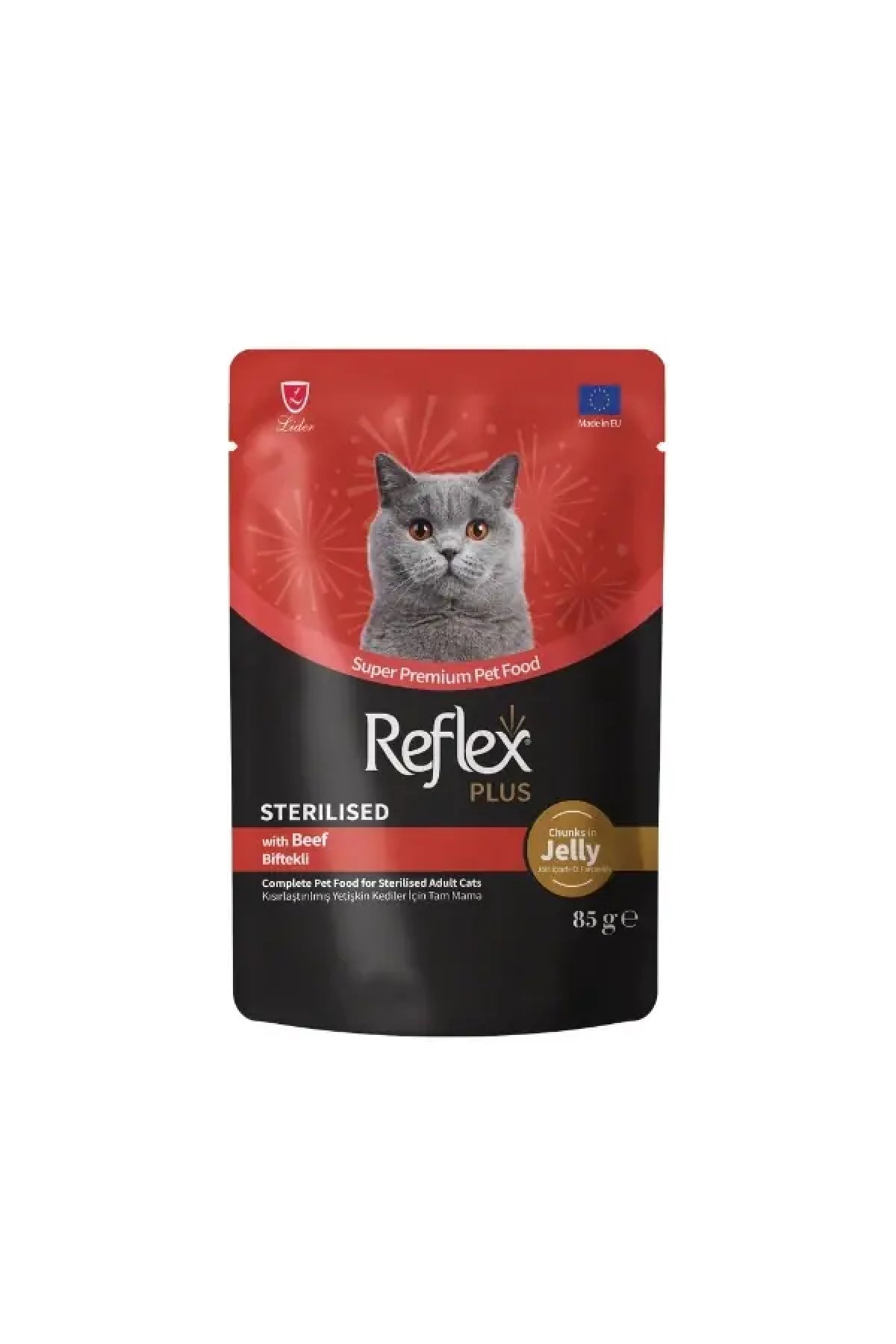 Jöle İçinde Biftekli Pouch Kısırlaştırılmış Konserve Kedi Maması 85 Gr 
