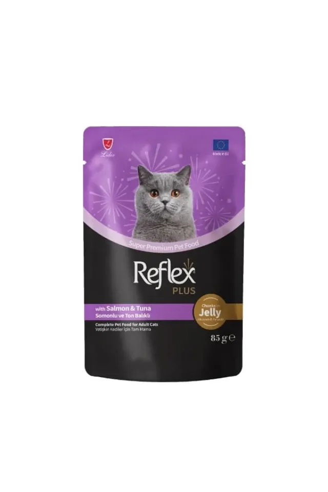 Jöle İçinde Somonlu ve Ton Balıklı Pouch Yetişkin Konserve Kedi Maması  85 Gr
