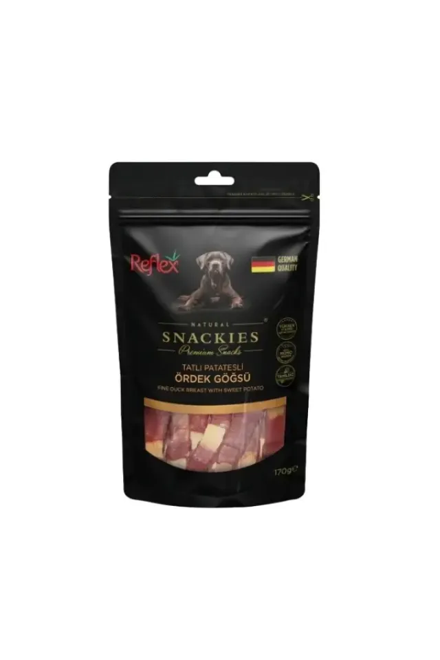 Snackies Natural Tatlı Patatesli Ördek Göğsü Tahılsız Köpek Ödül Maması 170 Gr 