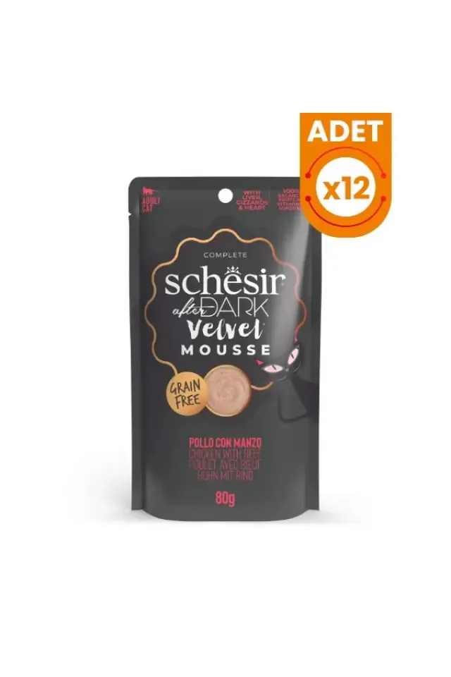 After Dark Velvet Mousse Tavuklu ve Sığır Etli Yetişkin Kedi Yaş Maması 80 Gr 12 Adet